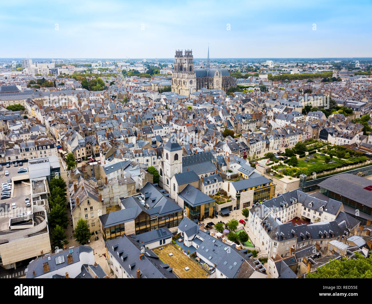 Orleans town aerial panoramic view. Orleans is a prefecture and commune in north central France Stock Photo