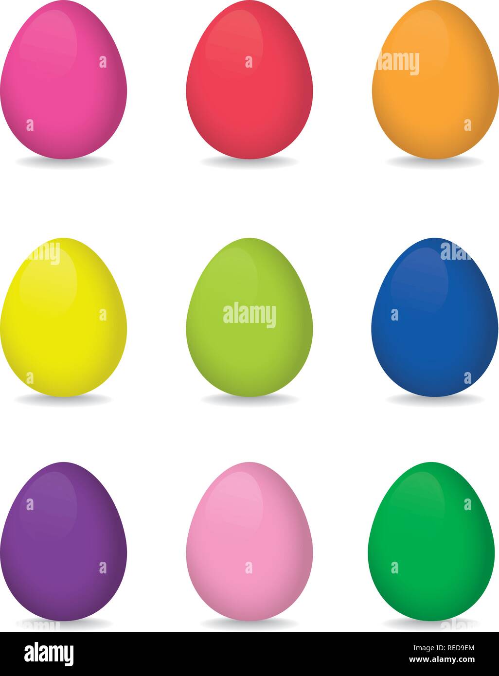 9 colorful easter eggs Stock Vector