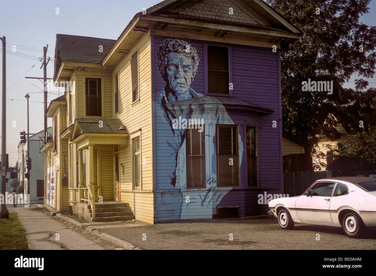 Street mural of steve McQueen in Venice Beach California 1977 Stock Photo