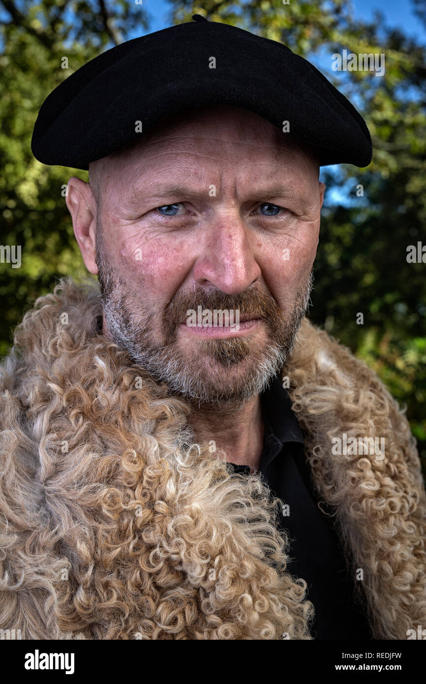 Portrait of a shepherd being in his traditional workwear and wearing a  Basque beret (South-west France). Portrait d'un berger en tenue  traditionnelle Stock Photo - Alamy