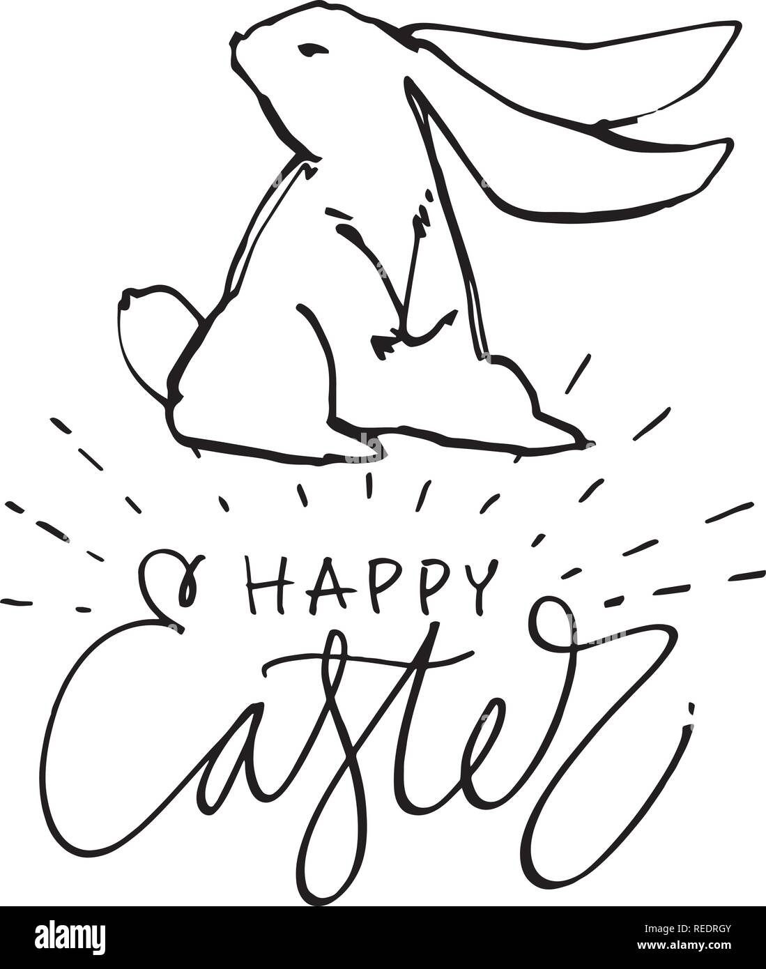 FREE Easter Bunny Drawings | Cute Easter bunnies to print and colour in