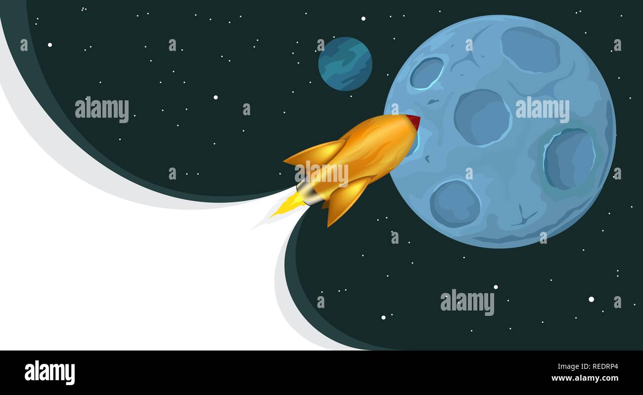 Rockets flying to the moon Stock Vector