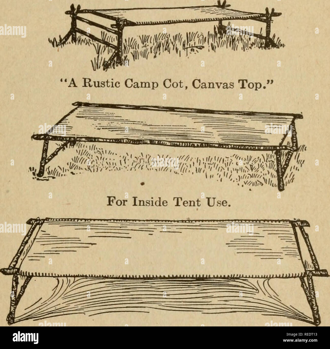 The complete American and Canadian sportsman's encyclopedia of valuable  instruction. Camping; Fishing; Hunting. 'Kinks&quot; in Camp Furniture  Making (in the woods.) The &quot;Bed Tick&quot; Camp Mattress.. Larger Size  for Two Persons.