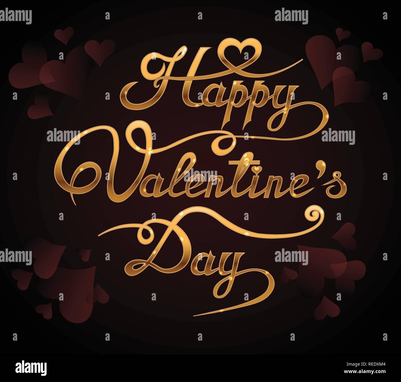 Happy Valentines Day romantic greeting card illustration Stock Vector
