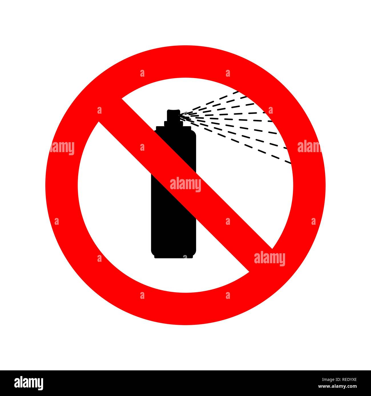 Stop Spray paint bottle. Ban paint can. Red prohibitory sign not Stock Vector