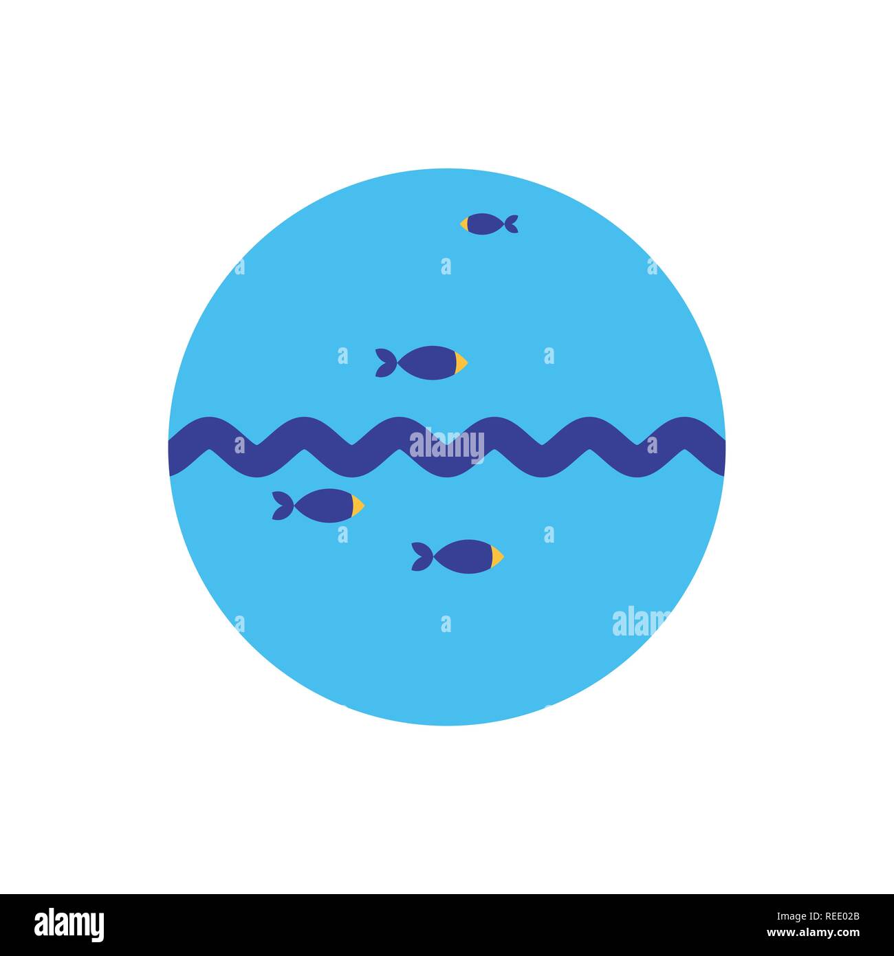 Pond isolated. Fish in mere. Vector illustration   Stock Vector