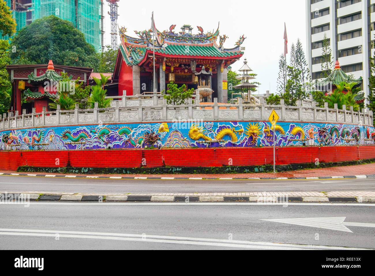 Famous Tua Pek Kong Chinese Temple in capital city of Sarawak, Kuching, Borneo, Malaysia. Stock Photo