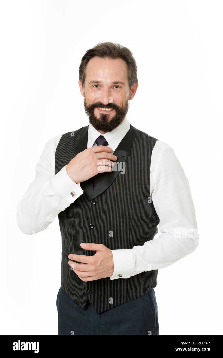 Ready to serve you. Steward or well groomed waiter guarantees service