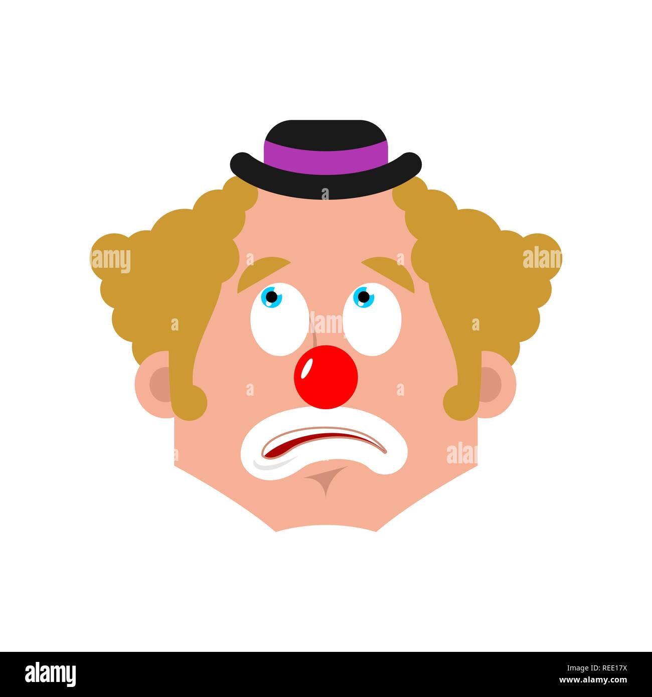 Clown bewildered emotion avatar. funnyman at loss emoji. harlequin icon. Vector illustration Stock Vector