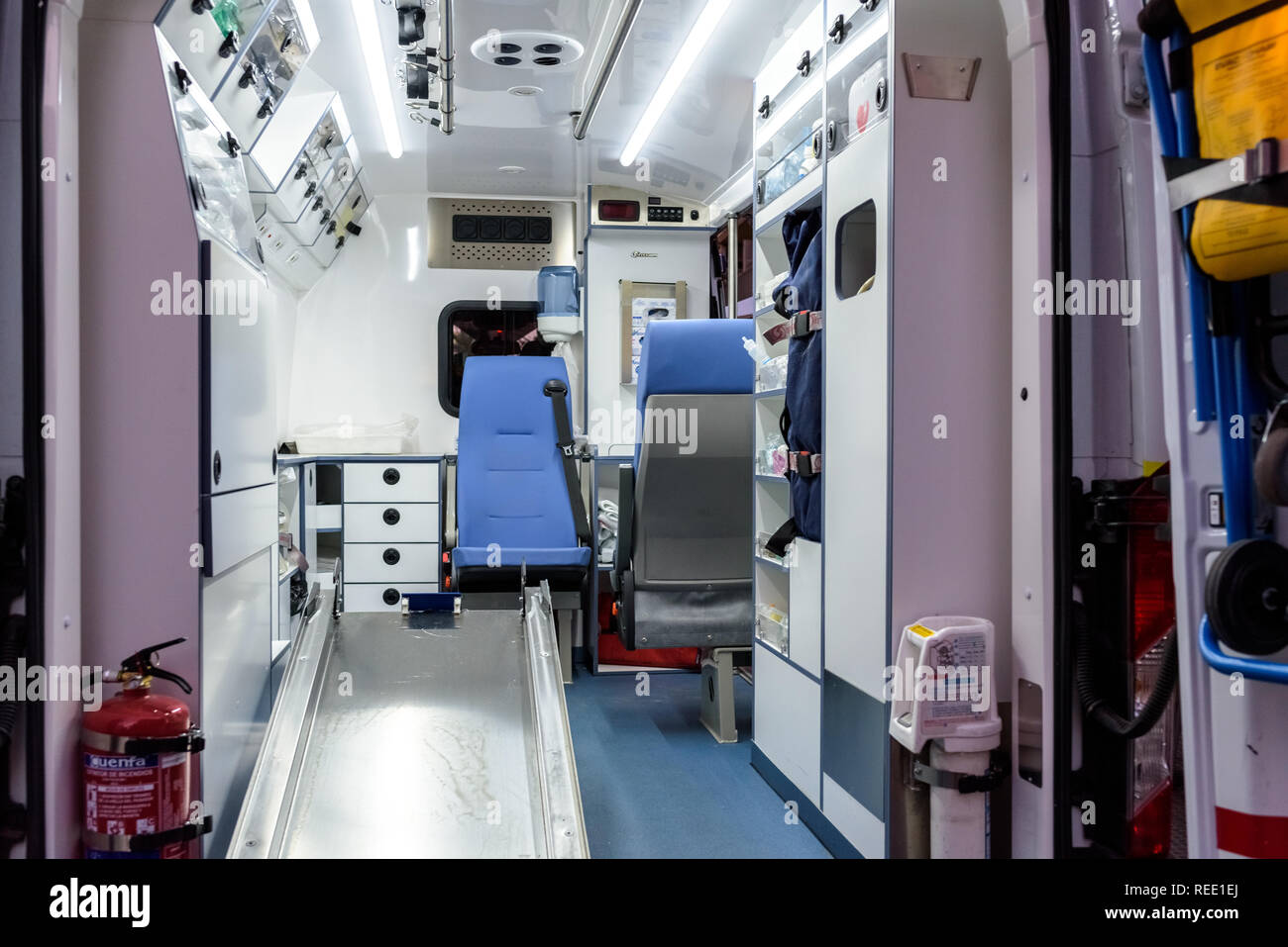Valencia Spain January 14 2019 Interior Of An Ambulance With All valencia-spain-january-14-2019-interior-of-an-ambulance-with-all