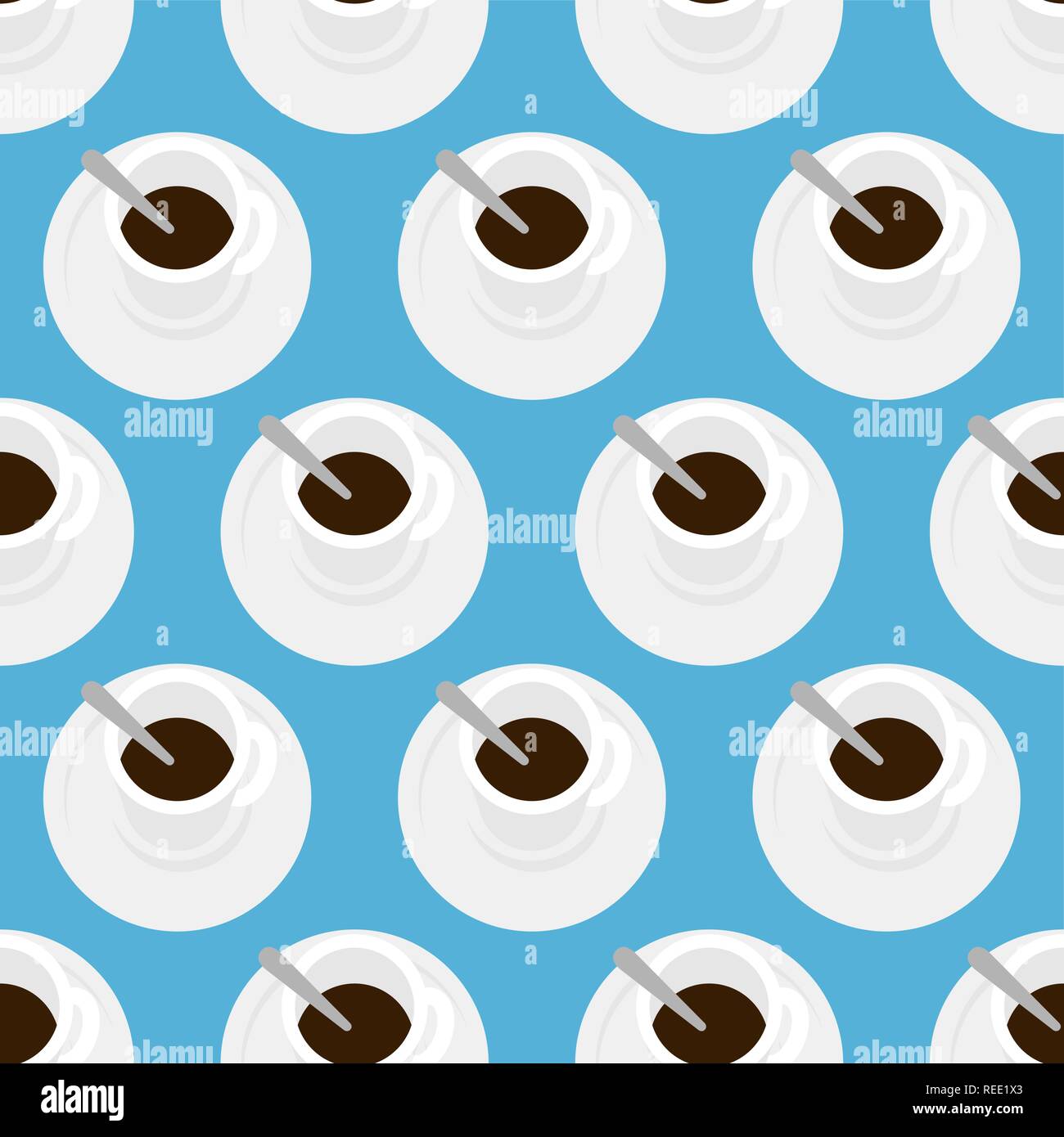 Coffee mug Top view pattern seamless. Drink coffee house background. Vector illustration Stock Vector