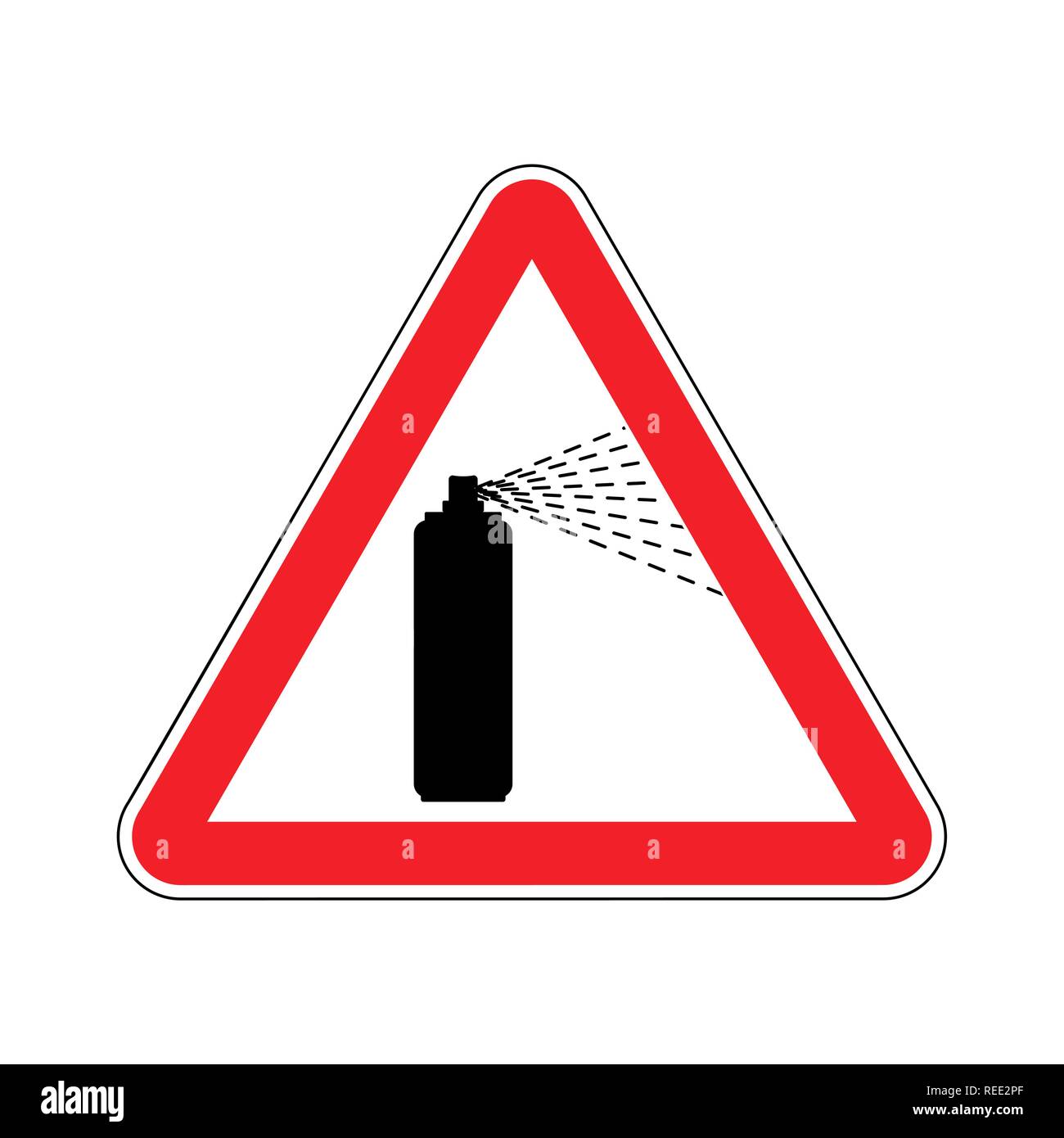 Attention Spray paint bottle. Caution paint can. Red triangle road sign Stock Vector Image & Art