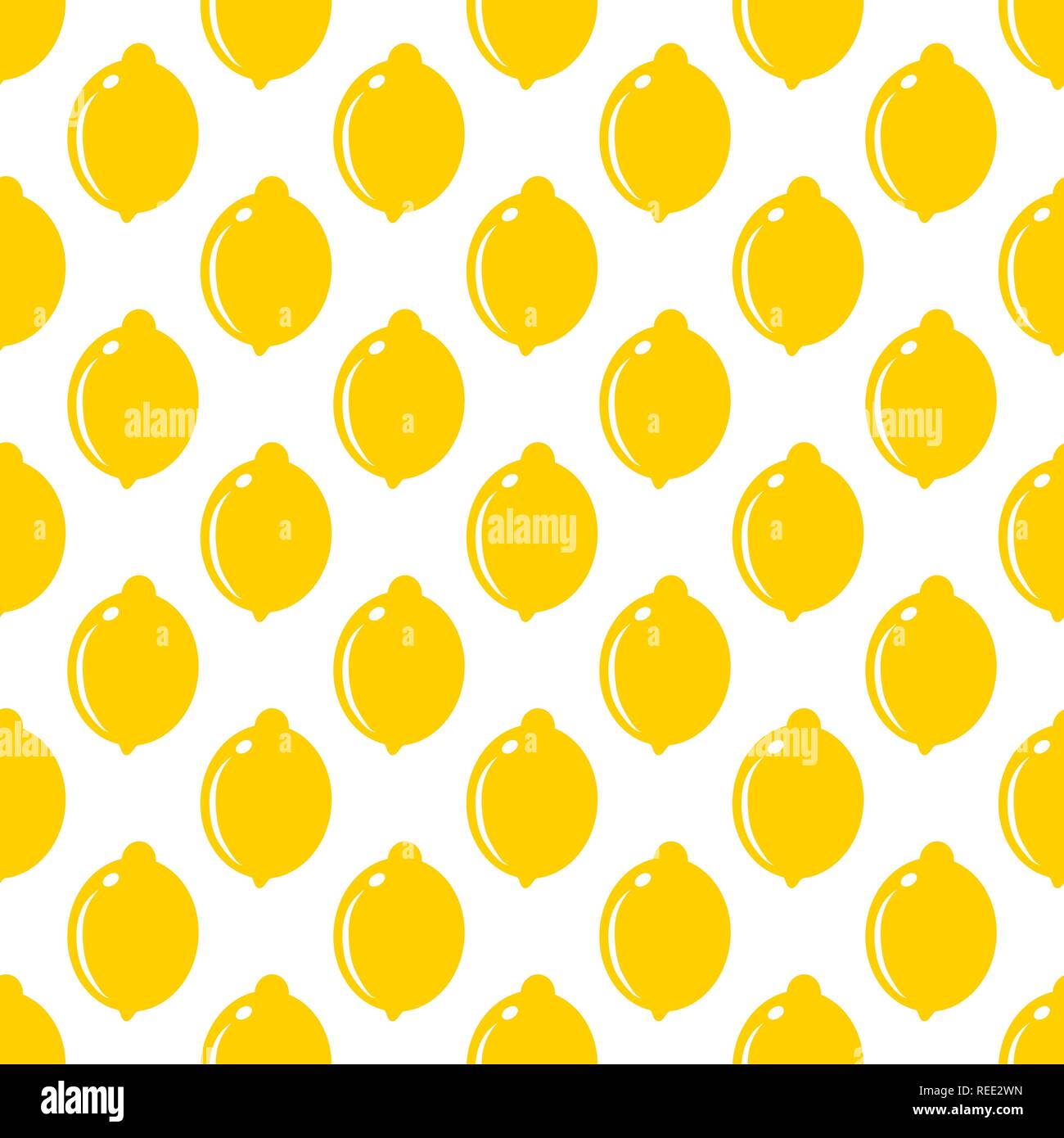 Lemon whole fruit seamless art on white pattern background Stock Vector