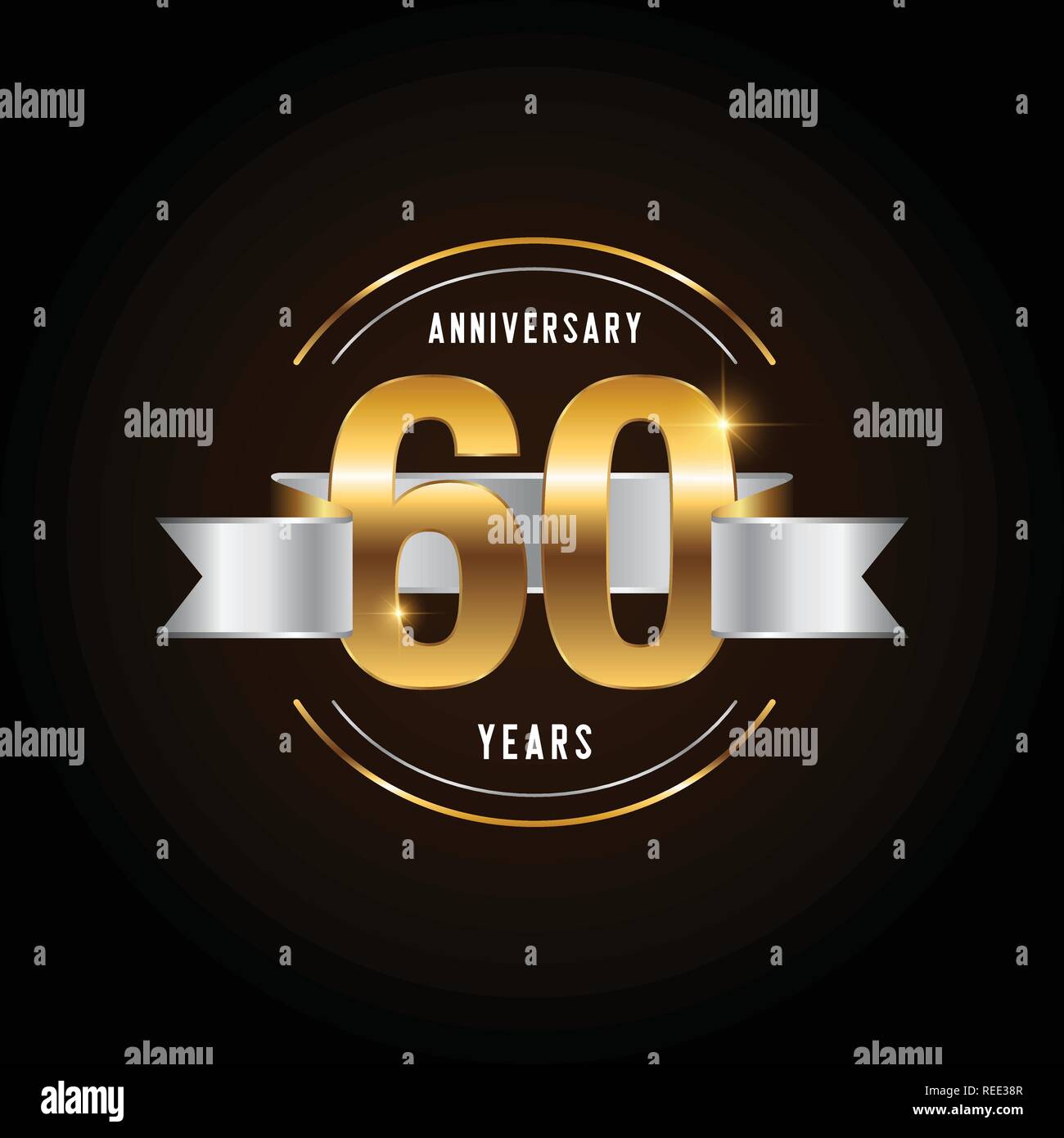 60 years anniversary celebration logotype. Golden anniversary emblem ...