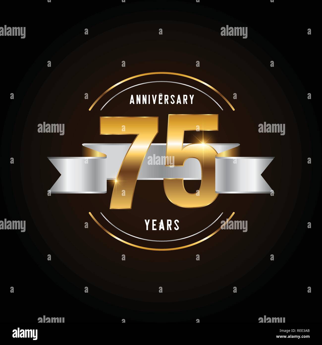 75 years anniversary celebration logotype. Golden anniversary emblem ...