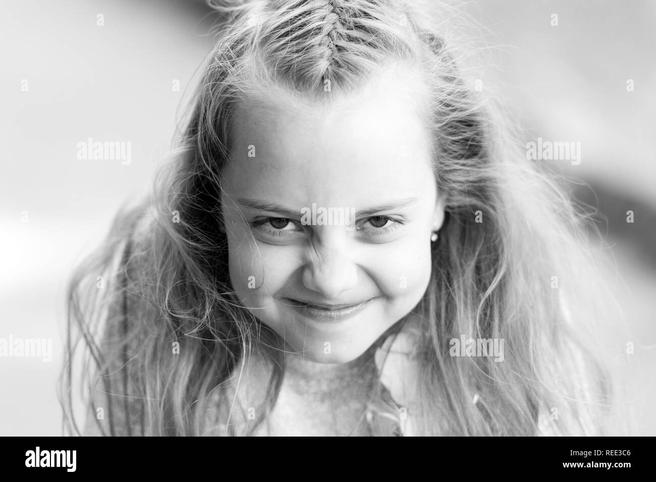 Beauty Look And Skincare Child With Smile On Cute Face Outdoor