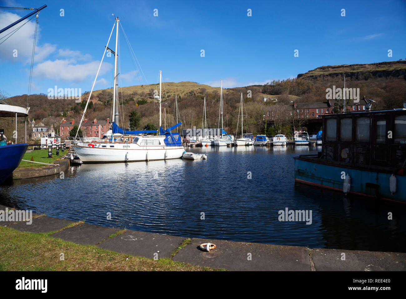 Forth and Clyde canal basin at the west end of the canal at Bowling