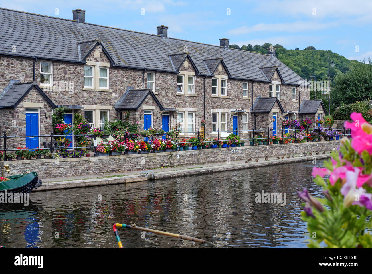 Brecon Wharf Monmouthshire and Brecon Canal Brecon Brecon Beacons National Park Powys Wales Stock Photo