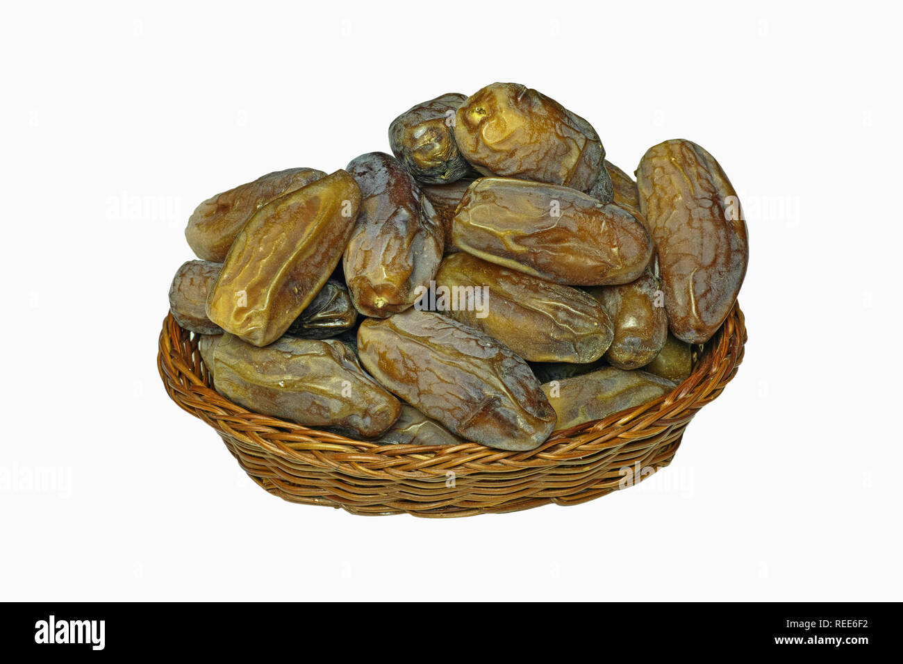a little basket of Deglet Nour dates Stock Photo