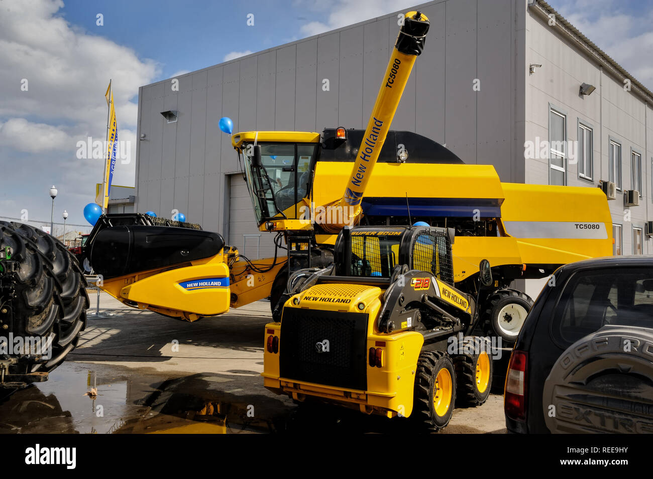 Tyumen, Russia - April 04. 2014: IV Tyumen specialized exhibition Agricultural Machinery and Equipment. Display exhibits Stock Photo