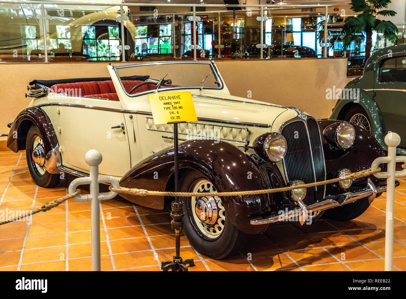 Fontvieille Monaco Jun 2017 White Delahaye 135 Ms Cabrio 1947 In Monaco Top Cars Collection Museum Stock Photo Alamy