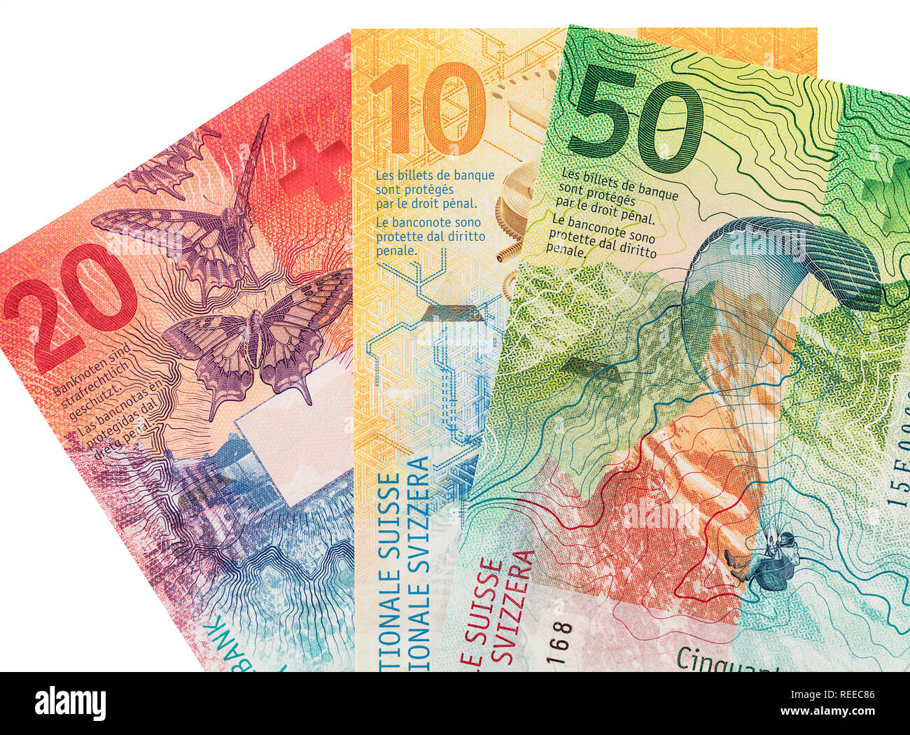 Banknotes Of 10 20 And 50 Swiss Francs On White Background Stock Photo 20-swiss-francs-1897-1949