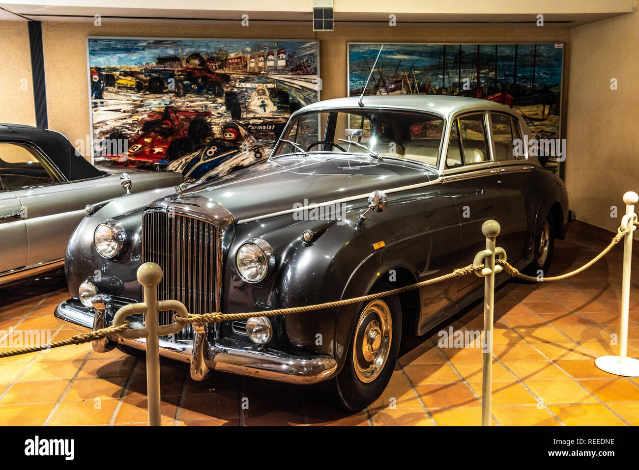 FONTVIEILLE, MONACO - JUN 2017: gray BETNLEY S1 1956 in Monaco Top Cars Collection Museum. Stock Photo