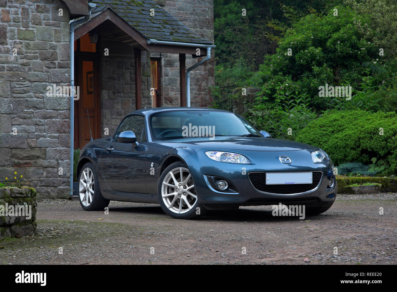 Blue Mazda MX-5 Mkiii. Stock Photo