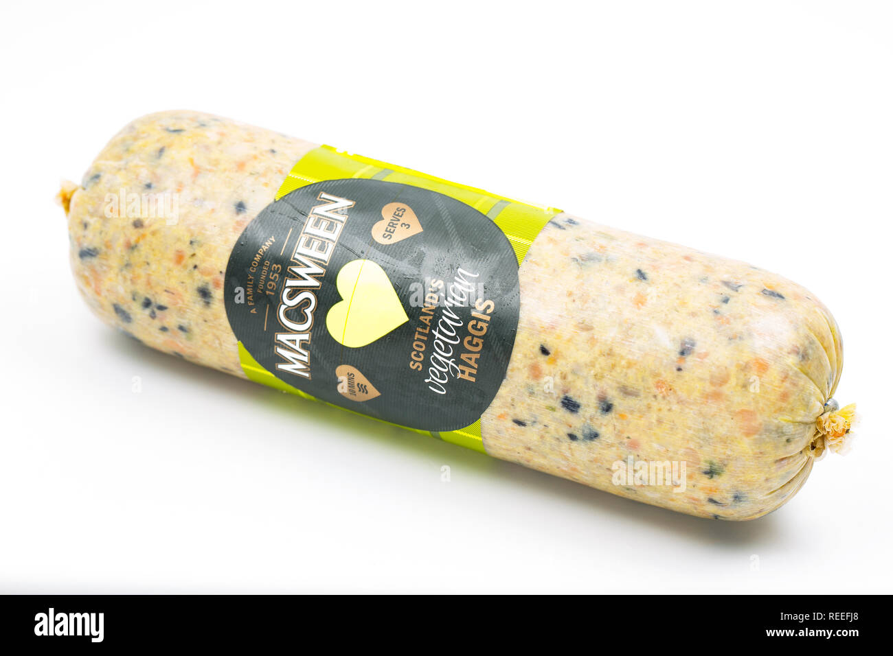 A Macsween Scotland’s vegetarian haggis bought from Waitrose Supermarket. Dorset England UK GB Stock Photo