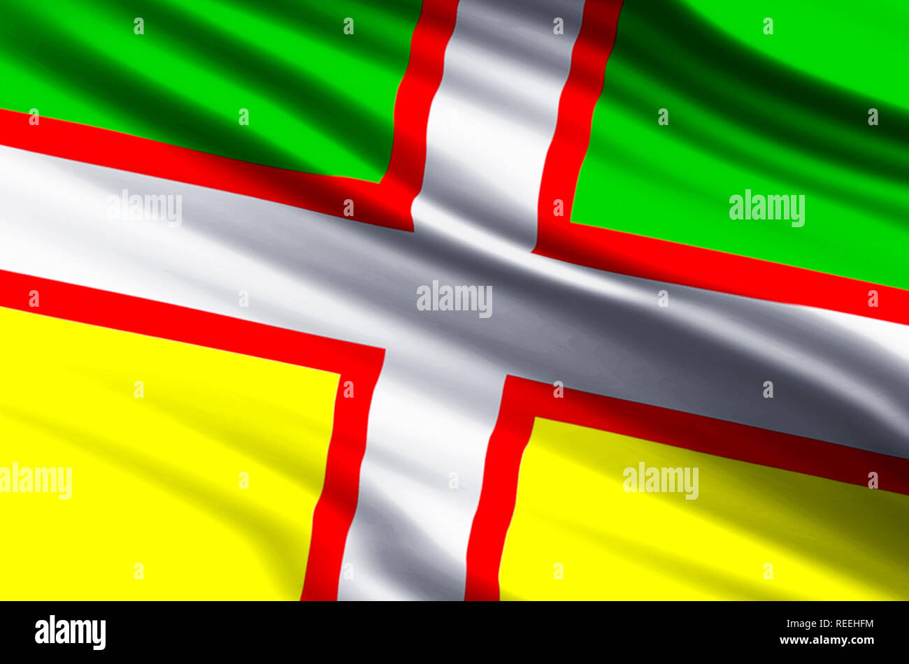 Drapeau Du SaguenayLacSaintJean waving and closeup flag illustration