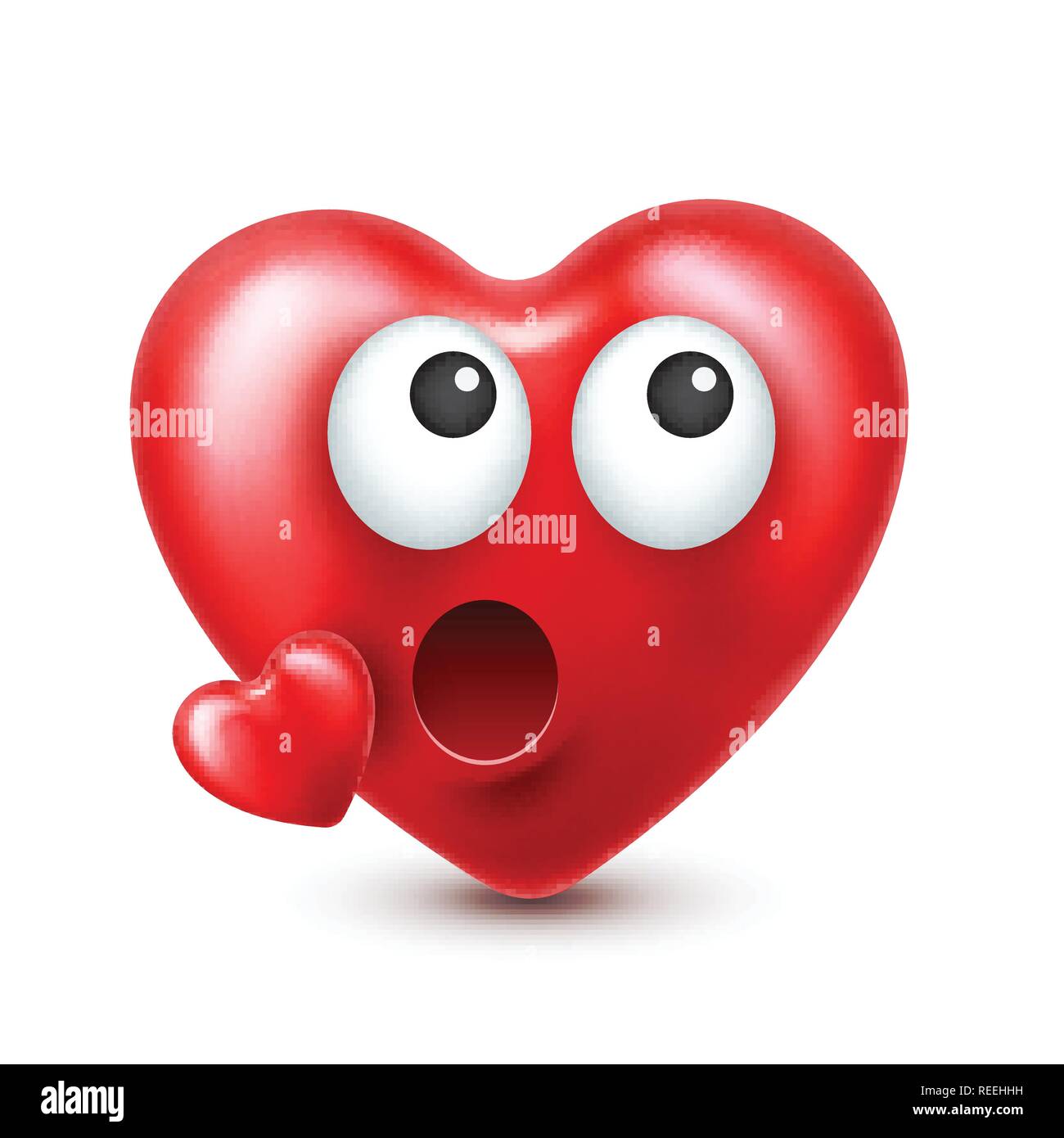 Heart smiley emoji vector for Valentines Day. Funny red face with ...