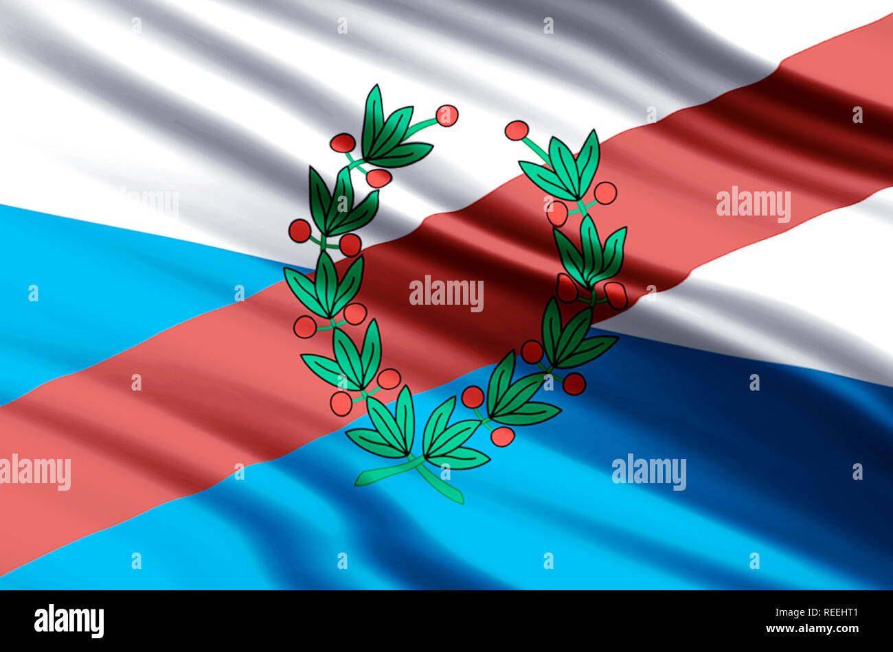 La Rioja Argentina waving and closeup flag illustration. Perfect for background or texture purposes. Stock Photo