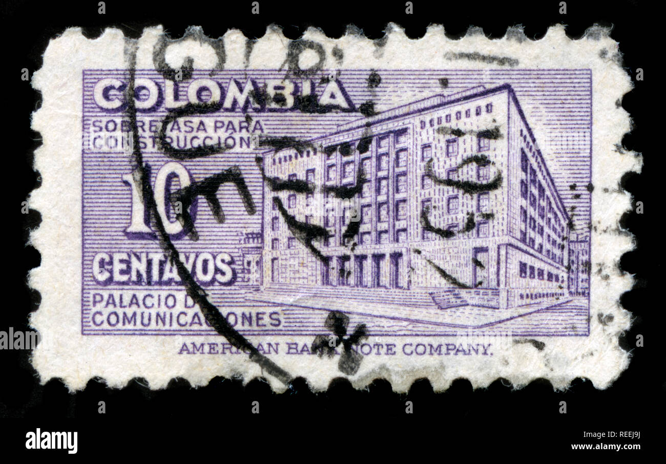 Postage stamp from Colombia in the Postal Tax Stamps series issued in 1948 Stock Photo