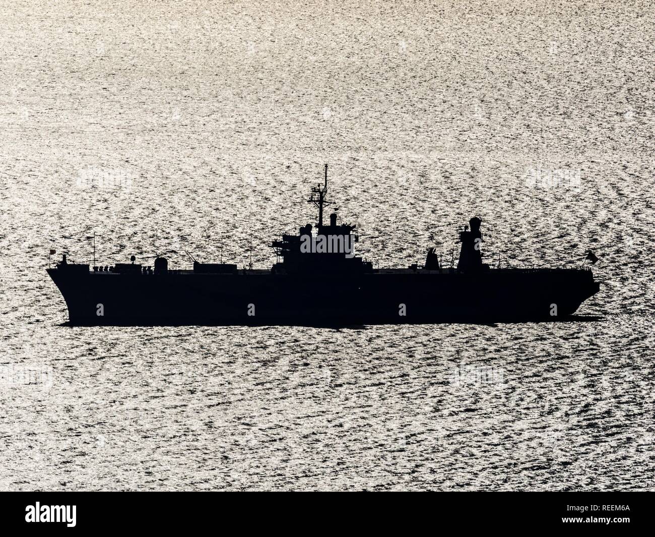 USS Mount Whitney anchored before Rijeka in Croatia Stock Photo
