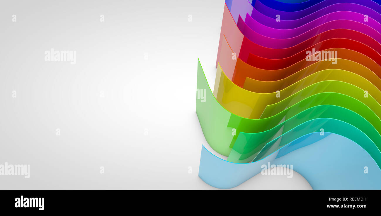 Abstract rainbow flowing curved lines background. 3D Rendering Stock ...