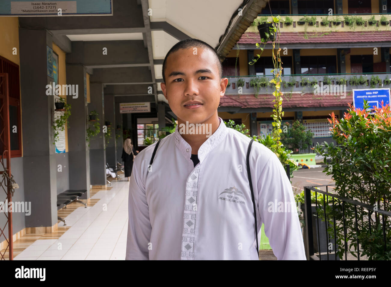8.30, Dayak boy in uniform, IndonesianBook Stock Photo