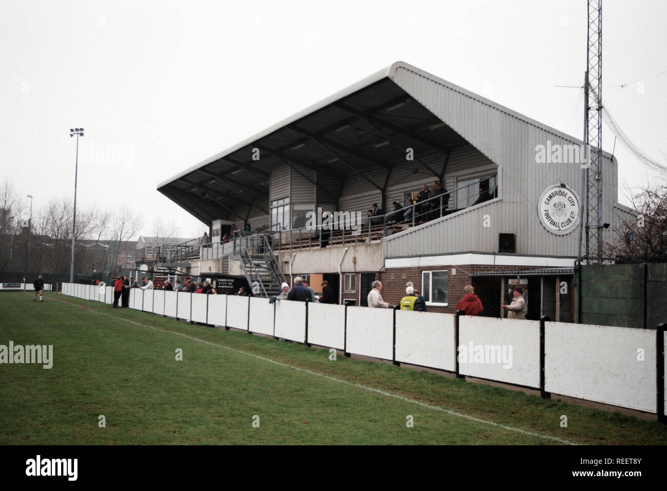 The main stand at Cambridge City FC Football Ground, Milton Road, Cambridge, pictured on 20th