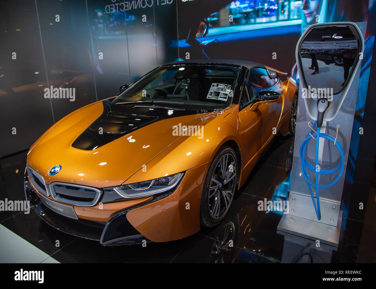 Bangkok, Thailand - December 4, 2018: BMW i8 Roadster display in BMW ...