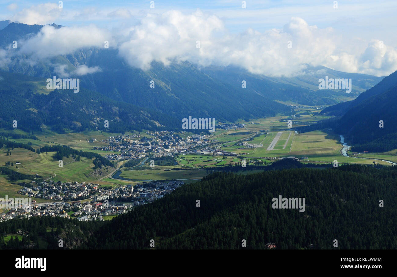 Swiss alps Airshot from Airport Samedan, Europe's highest Airport in