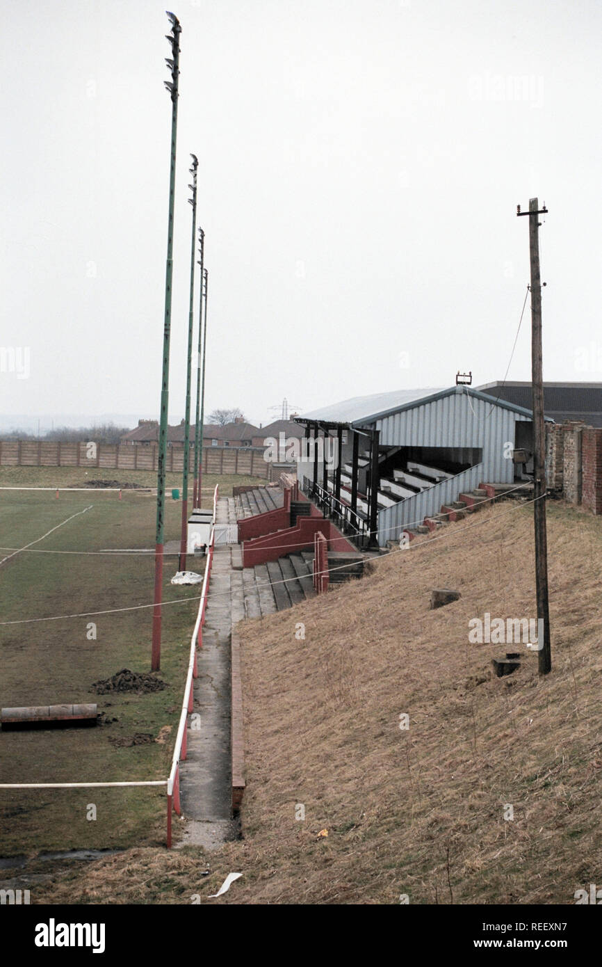 General view of Consett AFC Football Ground, Belle View Stadium, Consett, County Durham, pictured on 7th April 1996 Stock Photo