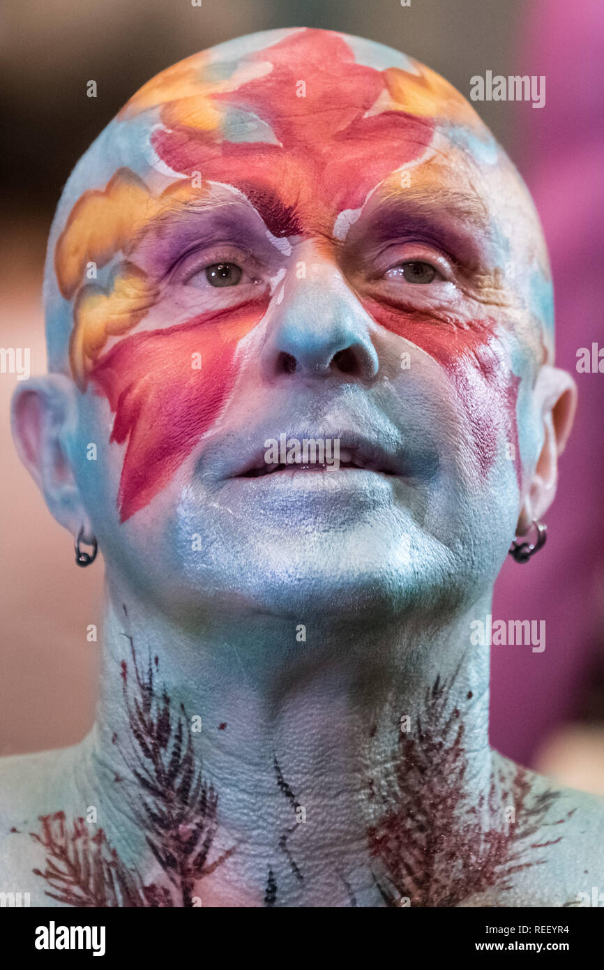 Glastonbury, Somerset, UK. 12th Jan 2019. Glastonbury Body Art Festival