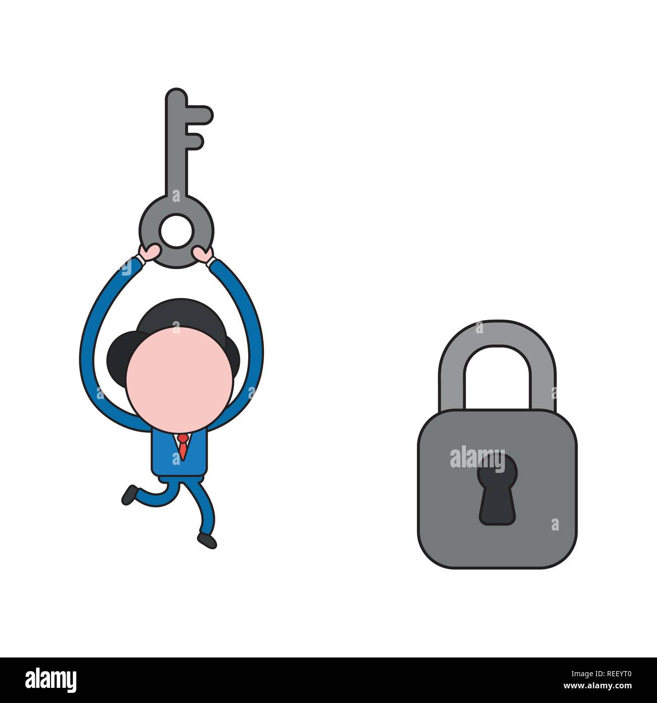 Vector illustration businessman character running and carrying key to ...