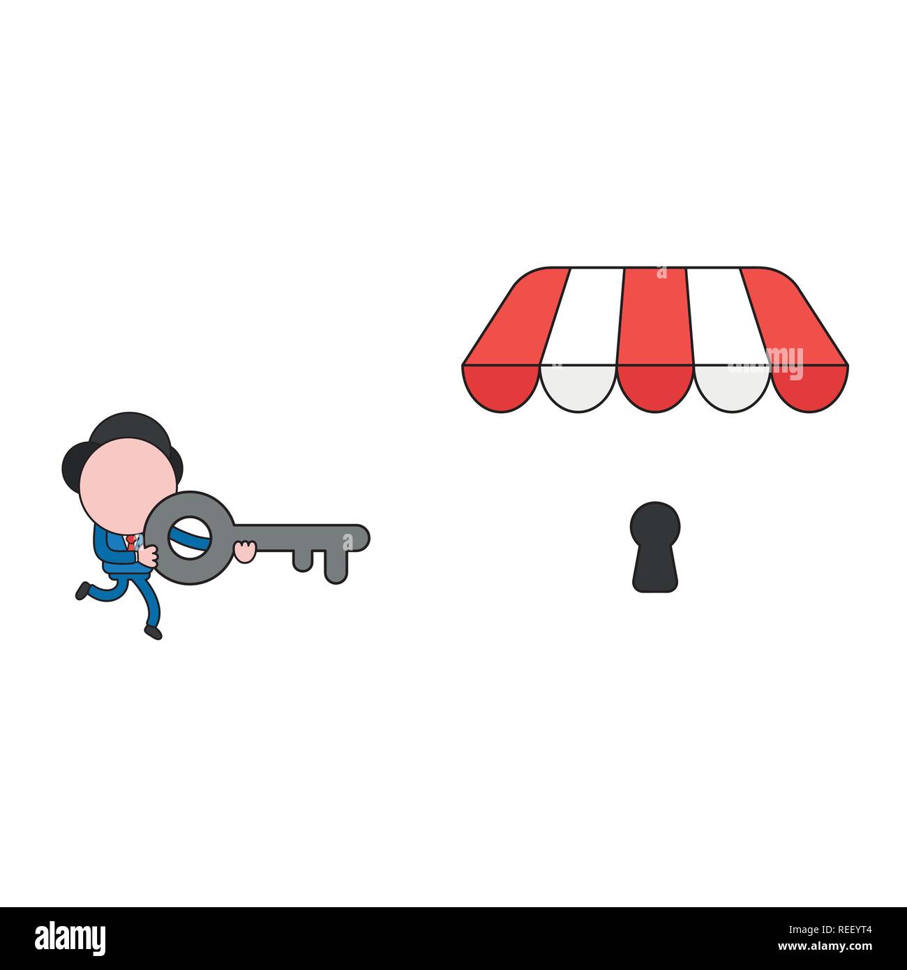 Vector illustration businessman character running and carrying key to ...