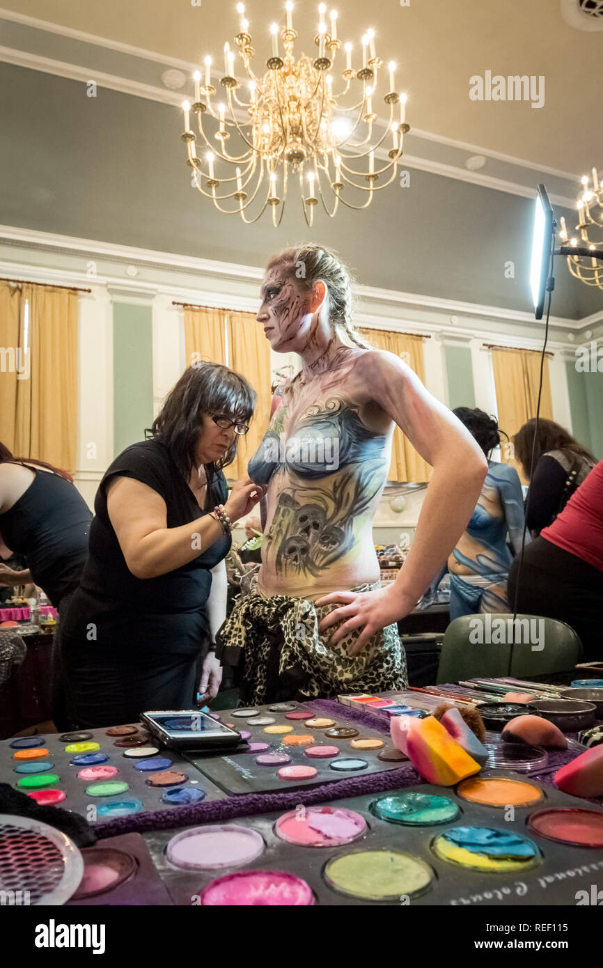 Glastonbury, Somerset, UK. 12th Jan 2019. Glastonbury Body Art Festival