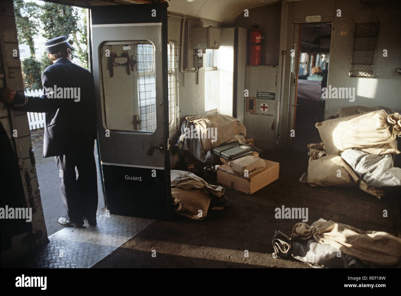 British Rail guard and ticket collector in the Diesel Multiple Unit