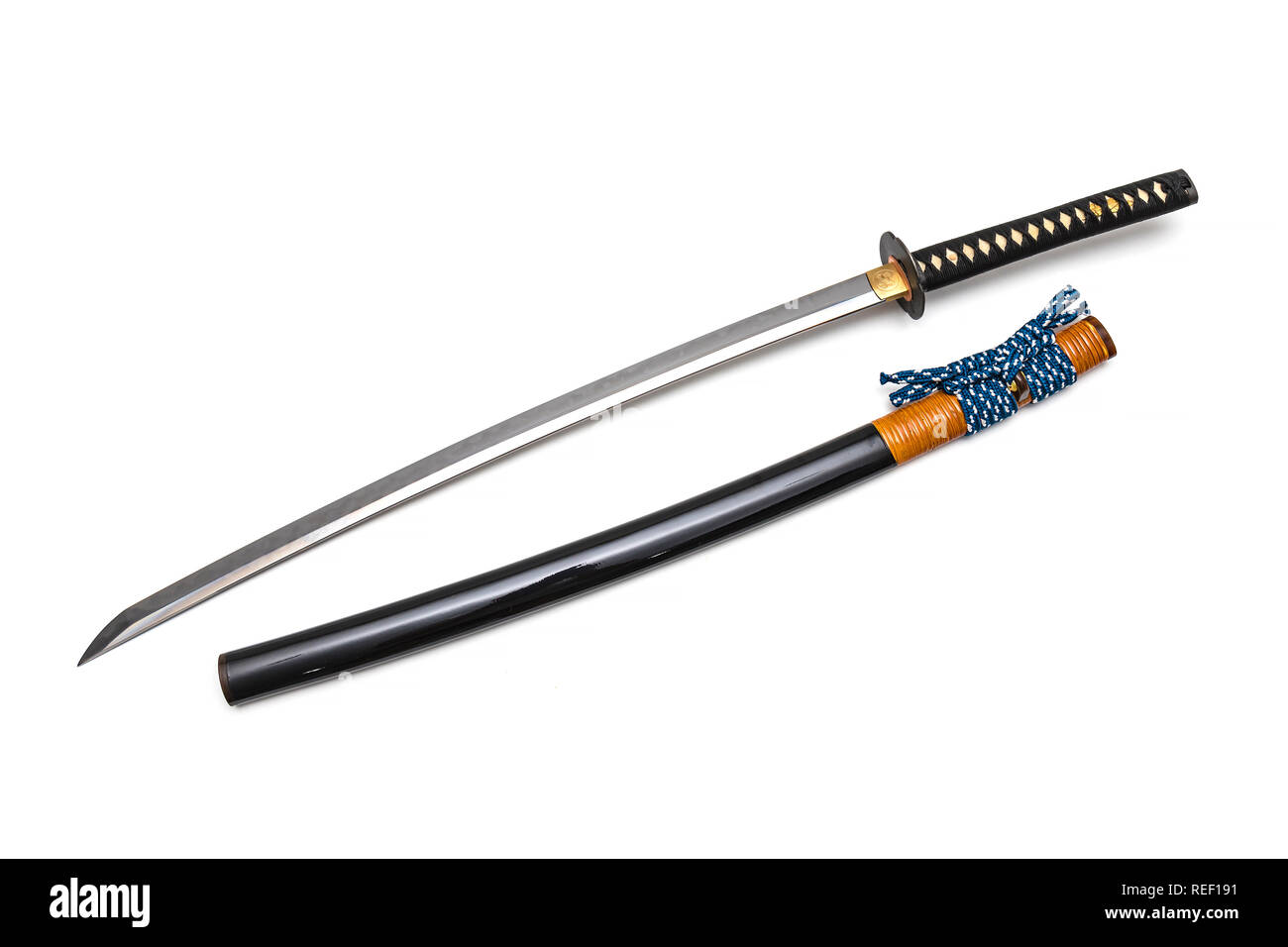 Black Japanese Sword With Shiny Scabbard On White Background This Kind Of Japanese Sword Is Called Shirasaya Stock Photo Alamy
