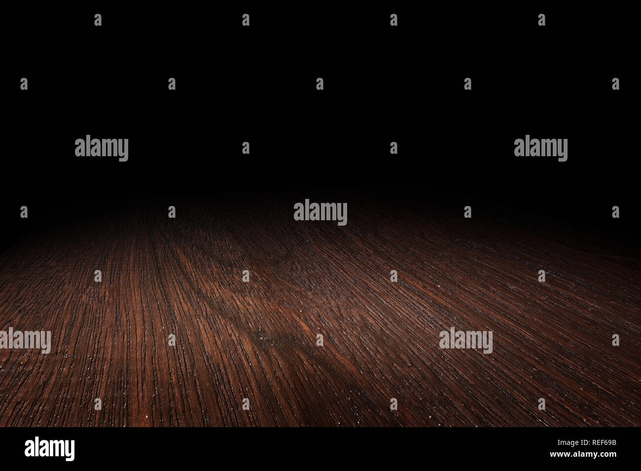 Dark brown wood floor texture perspective background for display or montage of product,Mock up template for your design Stock Photo