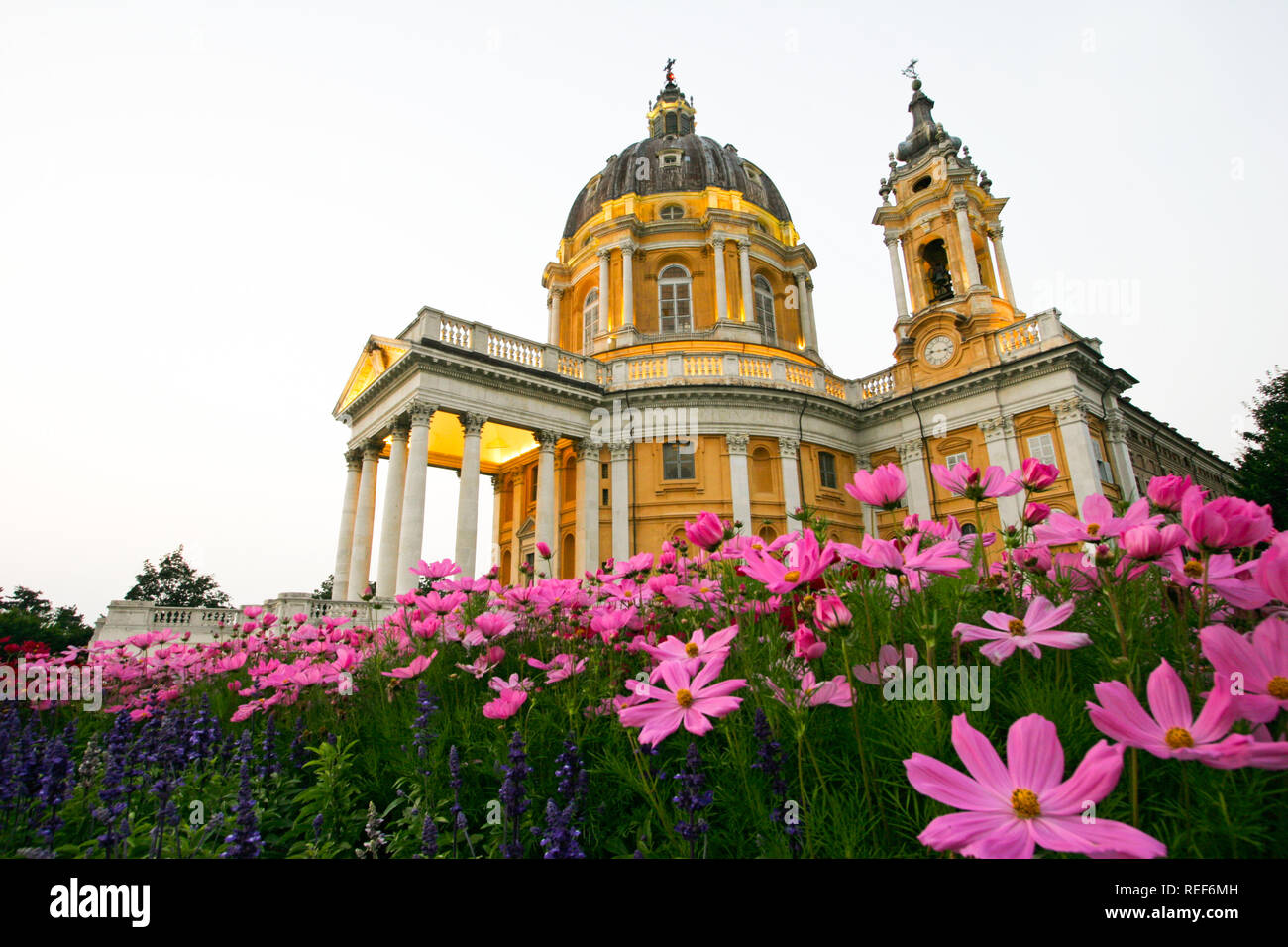 image of the basilica of superga that rises to the northeast on the homonymous hill near the city of Turin Stock Photo