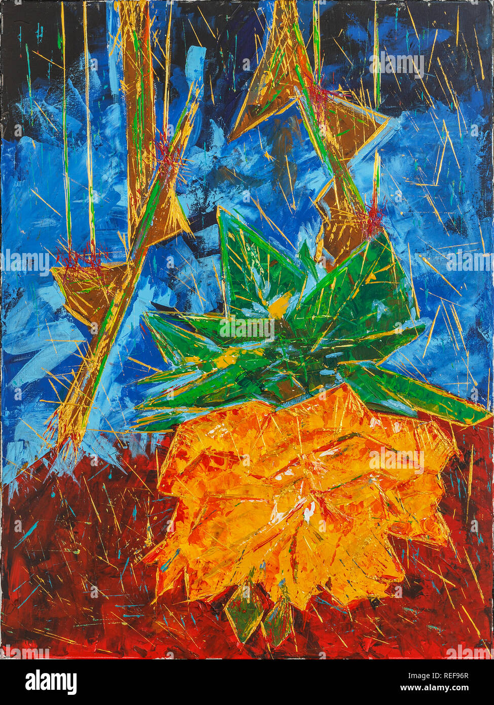 Broken yellow rose, contemporary art painting on canvas Stock Photo Alamy