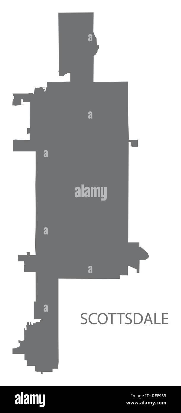 Scottsdale Arizona city map grey illustration silhouette shape Stock Vector